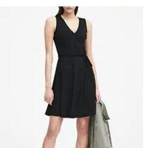 NWT Banana Republic Soft Ponte Wrap Dress 4 Black v753